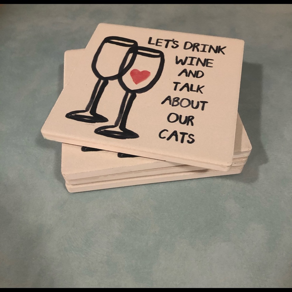 🚫SOLD Thirstystone Let’s Drink Wine & Talk About Our Cats Coaster